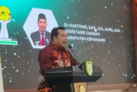 Sekda Kepahiang Dr. Hartono,.S.Pd.,S.H.,M.Pd.,M.H saat membuka kegiatan pendidikan dan pelatihan HIPMI.