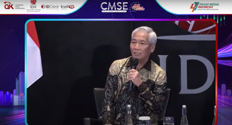 Investor, Lo Kheng Hong saat berbagi pengalaman dan ilmu investasi di pasar modal saat seminar utama CMSE 2024
