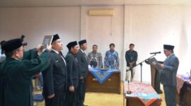 Prosesi pelantikan dan pengambilan sumpah jabatan kepala BPBD Kepahiang bersama 2 kepala OPD lainnya.