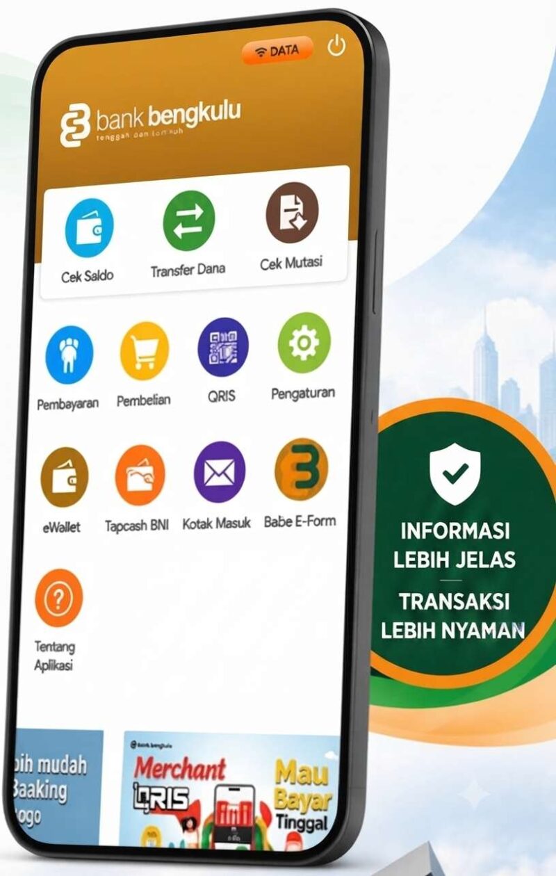 Tampilan mobile banking Bank Bengkulu makin canggih dengan fitur makin lengkap menjadikan transaksi makin nyaman. (Bank Bengkulu)