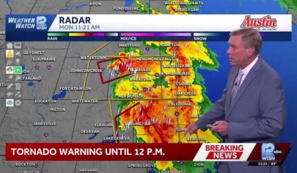 Peringatan Tornado dikeluarkan untuk sebagian tenggara Wisconsin