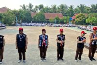 Para peserta Jamnas XII asal SMPN 3 Benteng saat disambut di sekolah