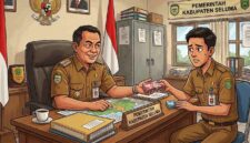 Ilustrasi oknum pejabat di Kabupaten Seluma meminta sejumlah uang (fee) pada PPTK dan perusahaan rekanan pengadaan BMHP dan Obat. (AI/warta aspirasi)